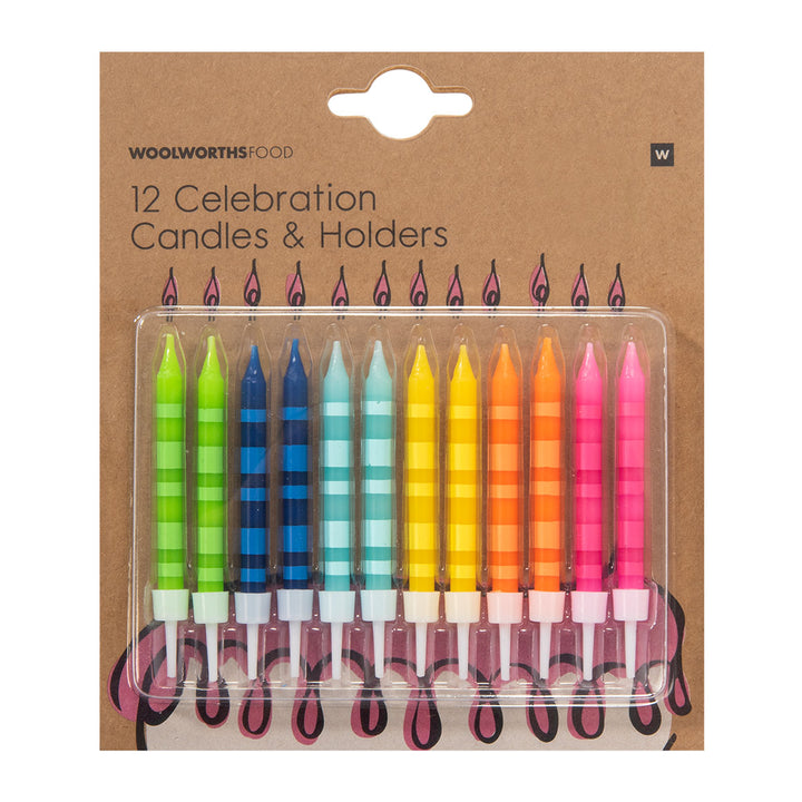 12 Celebration Candles With Holders