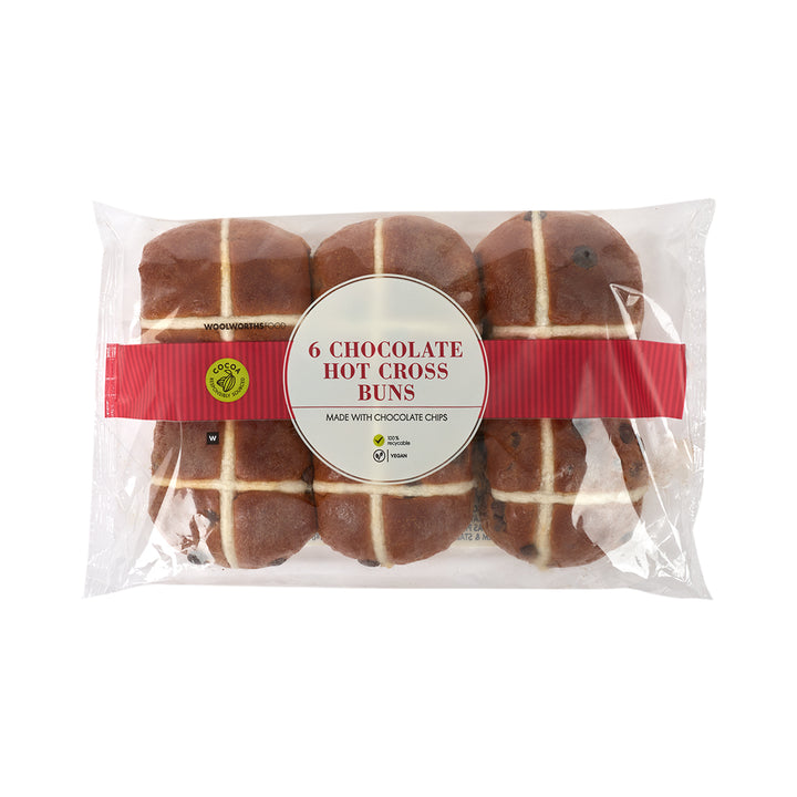 Chocolate Hot Cross Buns 6 pk