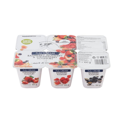 Full Cream Raspberry, Blueberry & Strawberry Yoghurt 6x100g