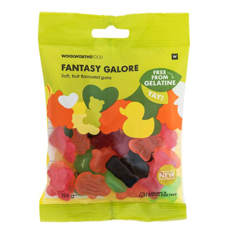 Gelatine Free Fantasy Galore Soft Fruit Gums 125g