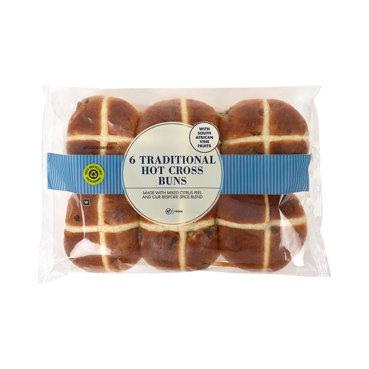 Traditional Hot Cross Buns 6Pk