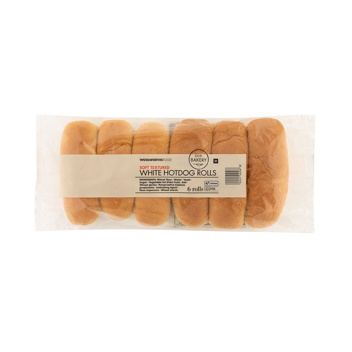 White Hotdog Rolls 6Pk