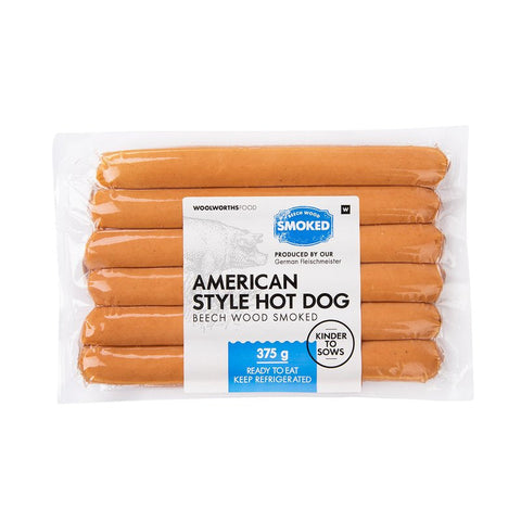 Beech Wood Smoked American Hot Dog Sausages 375 g