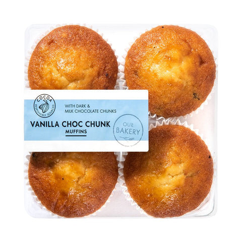 Vanilla Choc Chunk Muffins 4Pk