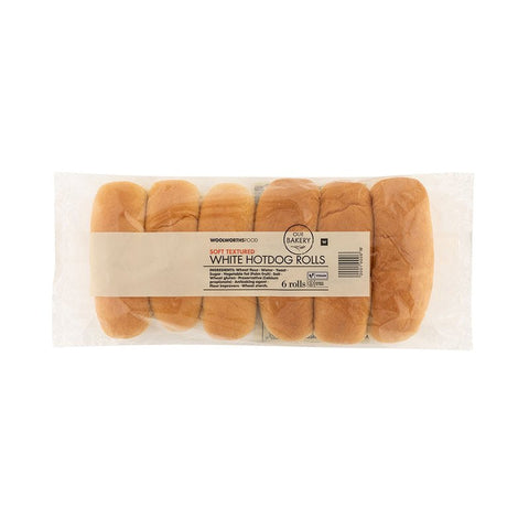 White Hotdog Rolls 6Pk